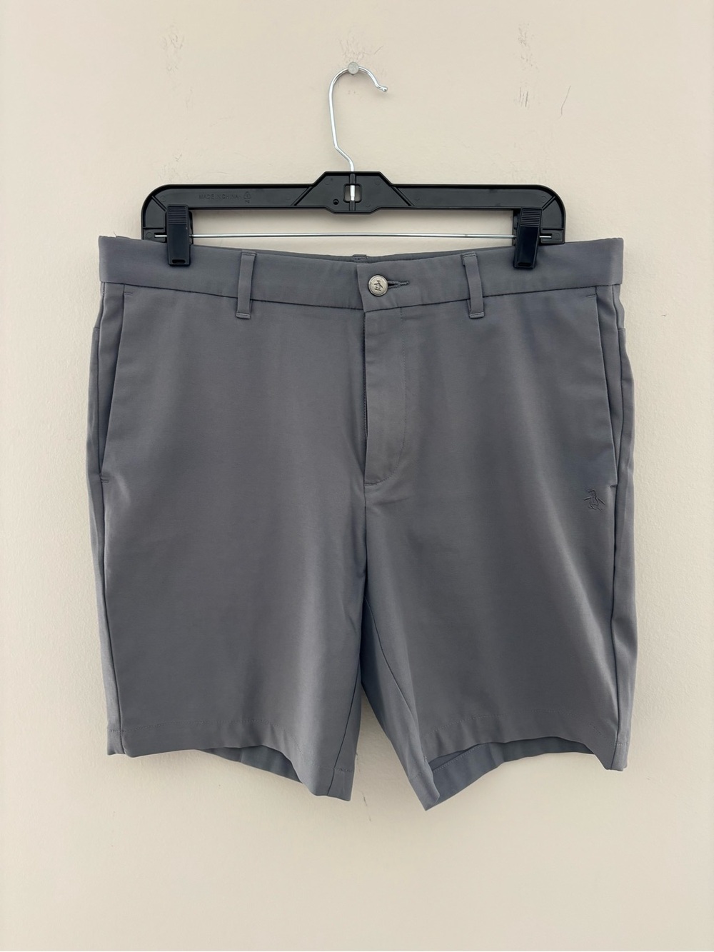 Original Penguin Men's Gray Slim Tech Shorts Performance Golf Casual Shorts